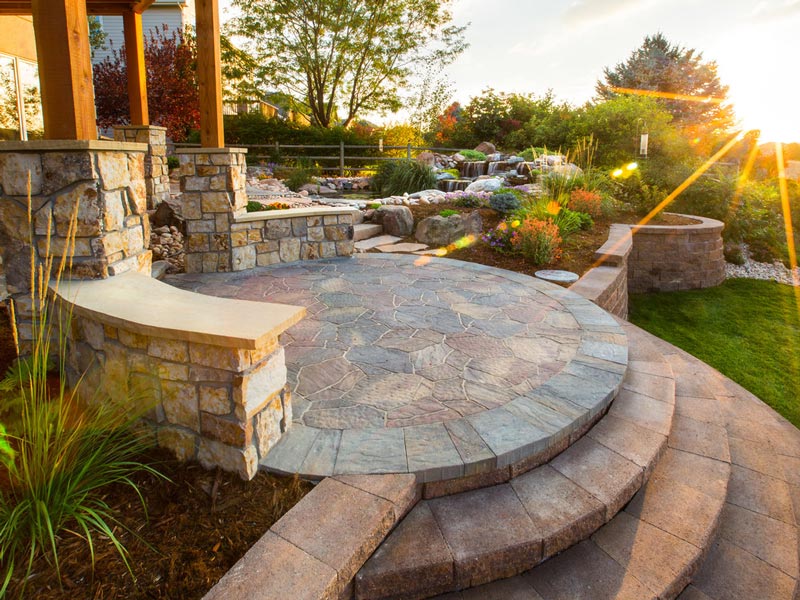 hardscaping paver steps and wall